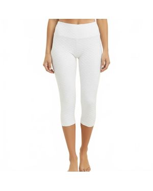 BBrazil Clothing Diamond Jacquard Lycra Textured Capri Leggings - White