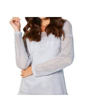 French Kyss Love Crochet V-Neck Top - Gray
