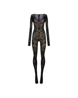 Wolford Paisley Tattoo Catsuit - Black