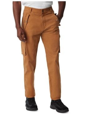 BASS OUTDOOR Pants Stretch Flat Front Tapered Leg Cargo Mac94 - Brown