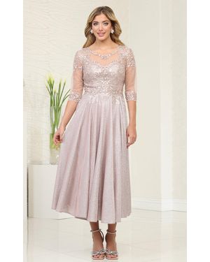 TRUEDAMES Formal Dress A-Line Round Neck - Pink