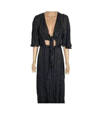 BCBGMAXAZRIA Stripe Full Wrap Cut-Out Dress - Black