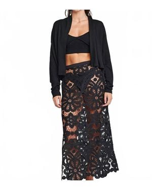 Self Contrast Octavia Open Shawl Cardigan - Black