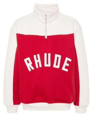 Rhude Contrast Varsity Cotton Sweatshirt - Red