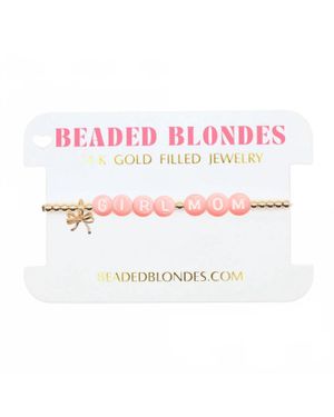 Beaded Blondes Girl Mom Charm Bracelet - Pink