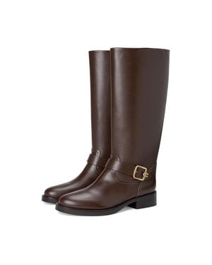 COACH Madeline Boots 7.5 Maple Leather Block Heel Riding Boots Khd1791 - Black