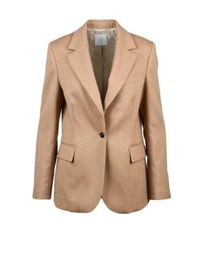 Eleventy Tailored Lamé Jacket With Structured Silhouette - Natural