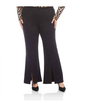Karen Kane Faux Suede Front Slit Pants - Black