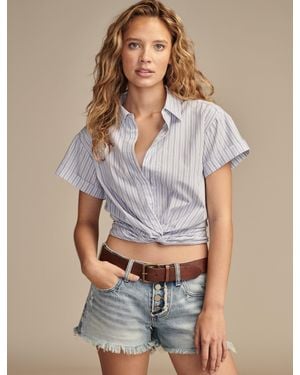Lucky Brand Twist Front Collared Shirt - Gray