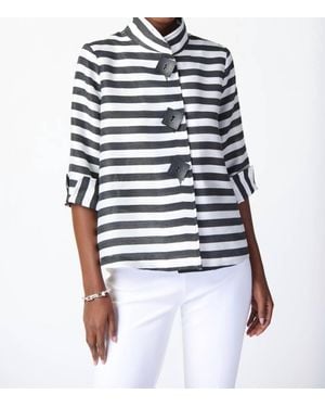 Joseph Ribkoff Square Button Striped Jacket - Blue