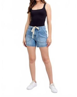 Judy Blue High Waist Vintage Wash Jogger Denim Short - Blue