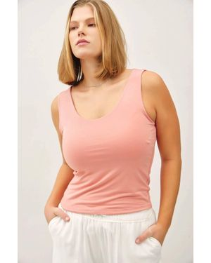 Be Cool Basic Scoop Neck Tank - Pink