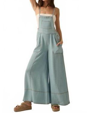 Promesa Denim Wide-Leg Overall Jumpsuit - Green