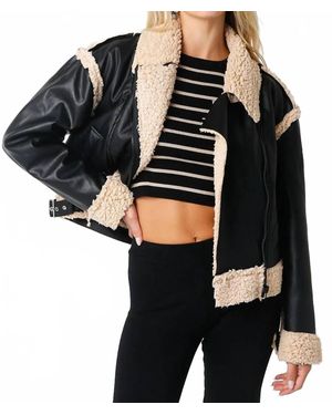 Olivaceous Faux Leather And Sherpa Jacket - Black