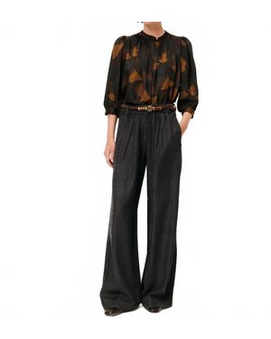 Sessun Lylist High-Neck Gathered Blouse - Black