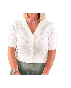 Apricot Cutesy Cropped Short Sleeve Cardigan - White