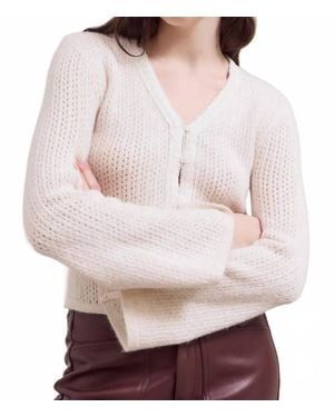 GRADE & GATHER Lace Trim Detailed Cardigan - Gray