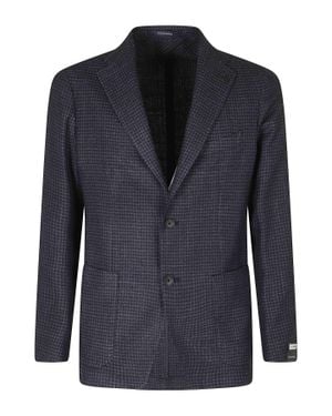 Tagliatore Single-Breasted Pied-De-Poule Wool-Blend Blazer - Blue