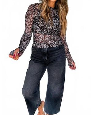 Dear Lover Ditsy Floral Mesh Top - Blue