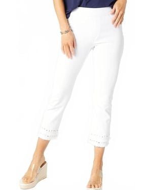 Coco + Carmen Omg Capri Jeans With Embroidered Eyelet Trim - White