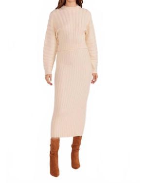 MINKPINK Layla Ribbed Skirt - Natural