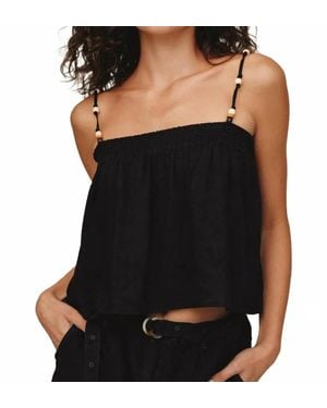 Bella Dahl Smocked Beaded Strap Tank Top - Black