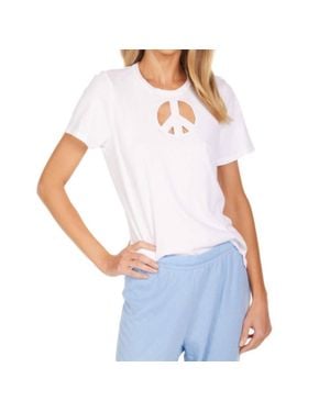 Michael Lauren Hall Short Sleeve Tee With Peace Cutout - White