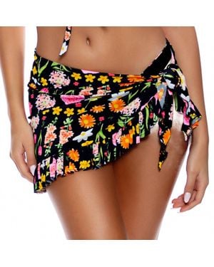Luli Fama Luli's Secret Garden Ruffle Sarong Mini Skirt - Blue