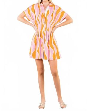 Thml Wavy Striped Pattern Dress - Orange