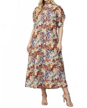 Fate Lettie Ruffled Collar Midi Dress - White