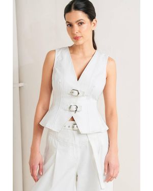 TRUEDAMES Canvas Drift Twill Vest - White