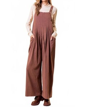 Doe And Rae Over All Wode Leg Jumpsuit - Brown