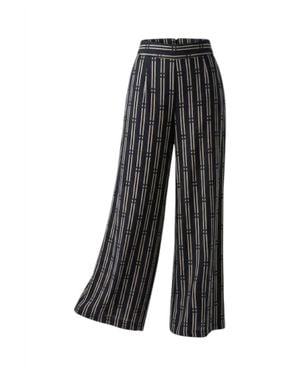 Fun 2 Fun Printed Cropped Wide Leg Pant - Black