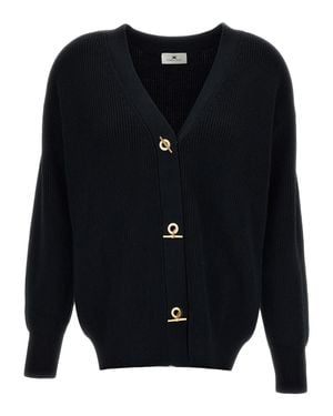 Elisabetta Franchi Rib-Knit Toggle Cardigan - Blue