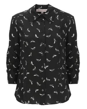Carolina Herrera Good Girl Shoe Print Silk Shirt - Black