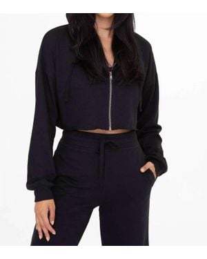 Mono B Handle That Crop Hoodie Zip Up Jacket - Black