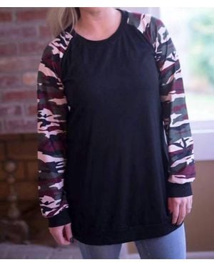 Shirley Stone Camo Raglan Top - Blue