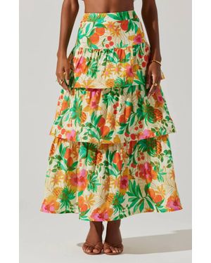 Astr Rooni Tiered Maxi Skirt - Green