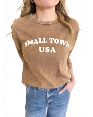 Oat Collective Lawson Small Town Long Sleeve Top - Blue