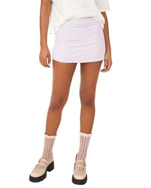 Free People Big Dreams Skort Plaid 100% Cotton Mid Rise Frog247 - White