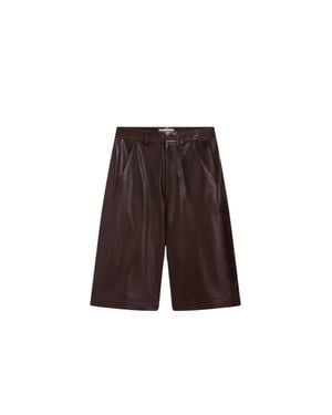 Pence Vanessa Tailored Lamb Leather Shorts - Brown