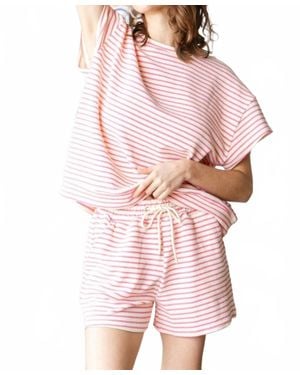 Veveret Cotton Candy Stripe Knit Top - Pink