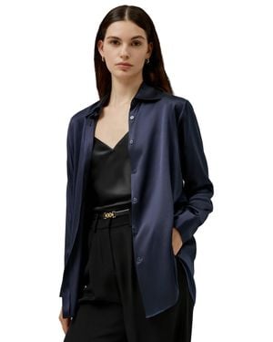 LILYSILK Oversize Style Silk Blouse For - Blue