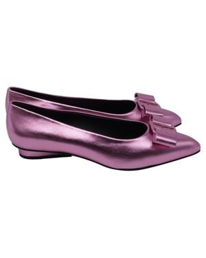 Ferragamo Viva Bow-Detailed Ballet Flats - Purple