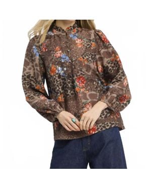 Umgee Animal Print Ruffle Top - Multicolor