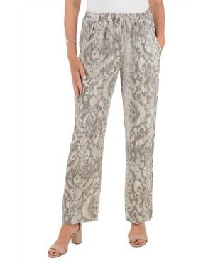 Look Mode Usa Printed Linen Pant - Gray
