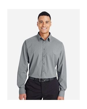 Devon & Jones Crownlux Performance Tonal Mini Check Woven Dress Shirt - Gray
