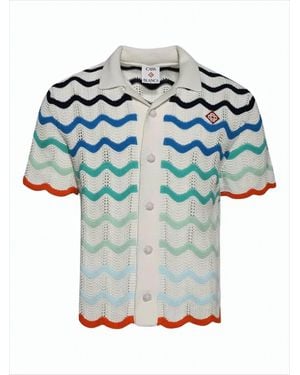 CASABLANCA Short-Sleeve Knit Shirt - Blue