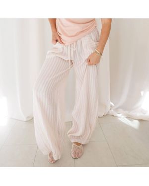 Cotierra Drawstring Linen Pants - Pink