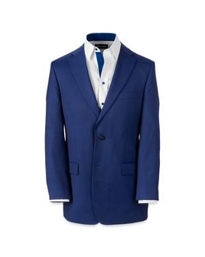 Paul Fredrick Wool Solid Single Breasted Notch Lapel Suit Jacket - Blue